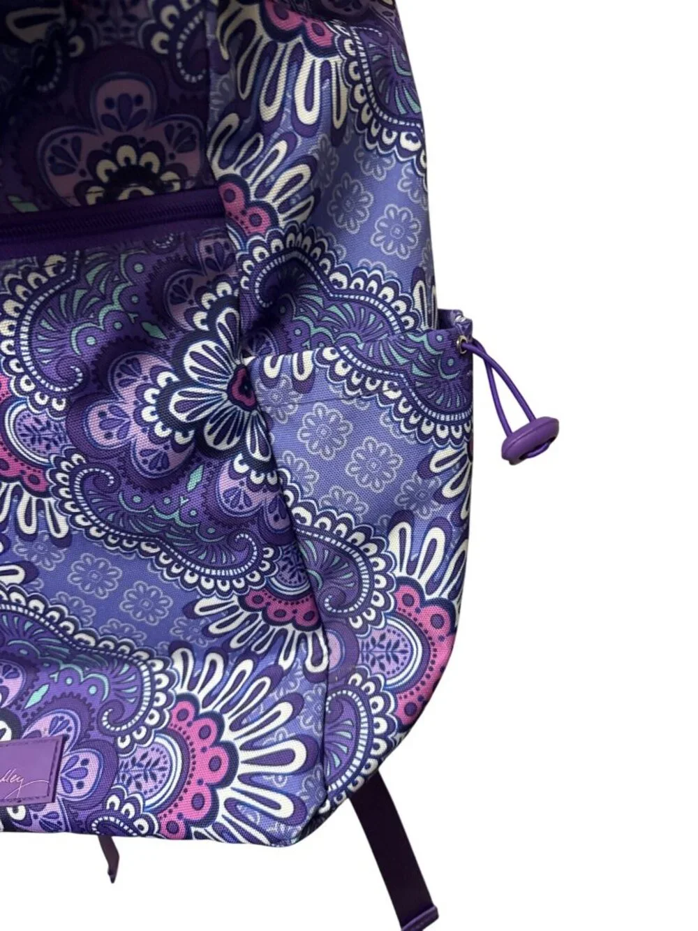 Vera Bradley Lighten Up Backpack Lilac Medallion Purple Drawstring 16x17x6 NEW